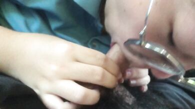 Schoolgirl blowjob in car