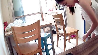 When my sister-in-law bent over to mop the floor for me, her two pink nipples were clearly visible.