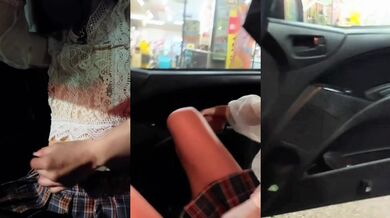 スーパーマーケットで尻尾を露出したセクシーな衣装