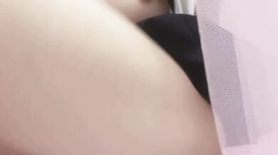 Poor breast girl stripping and masturbating on the bed 2