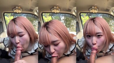 Cute Korean girl blowjob in car