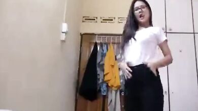 Poor breasts and eyes girl seduces selfie