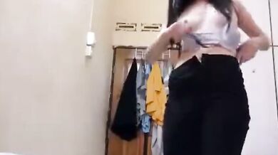 Poor breasts and eyes girl seduces selfie