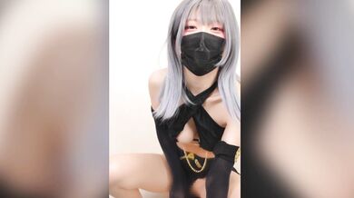 Japanese cute girl riding a fake dick (censored