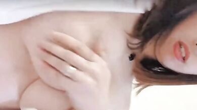 Taiwanese big tits sister masturbates with fake dick