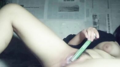 Vietnamese slut blows bubble wand and masturbates