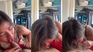 Tattooed woman gives oral sex and makes love