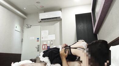 Japanese Model Cosplays as a Maid in Risky Cowgirl Position