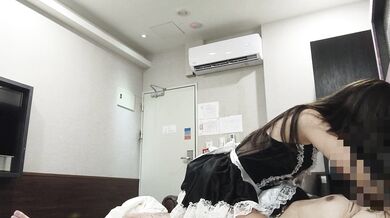 Japanese Model Cosplays as a Maid in Risky Cowgirl Position