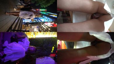 炸裂、夜市で白いワンピース美女を追跡、意外にも下着なしで買い物、アワビが極上