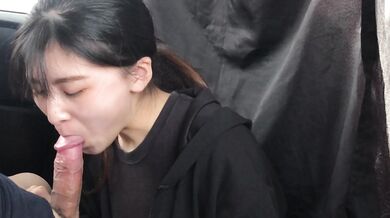 Slim College Girl with Perfect Breasts Gives a Handjob and Blowjob