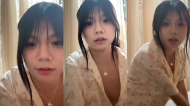 貧乳でウサギ歯のパジャマ配信者が着崩れ