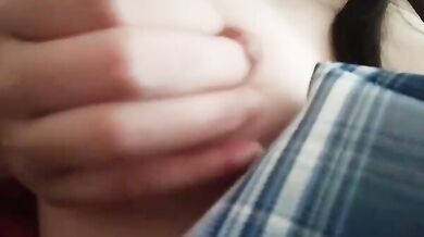 JK sister rubs breasts and tempts to masturbate