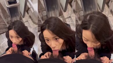 美人秘書がトイレで上司のチンポを食べる