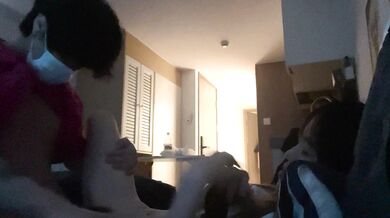 Chinese mainland college students threesome battle