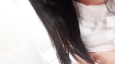 Big tits beauty toilet fingering asshole