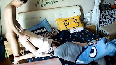 Korean young couple secretly recorded having sex at home