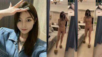 Sexy beauty naked in front of the mirror video