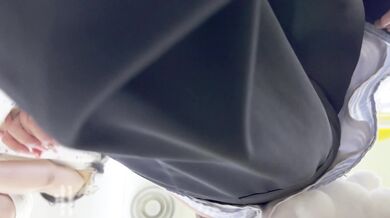 Sweet shopping with boyfriend, loose long skirt schoolgirl yellow translucent cute underwear CD saw no bra half of the big breasts