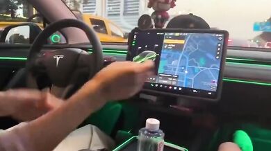 Tesla owner waits for green light to have oral sex