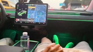 Tesla owner waits for green light to have oral sex